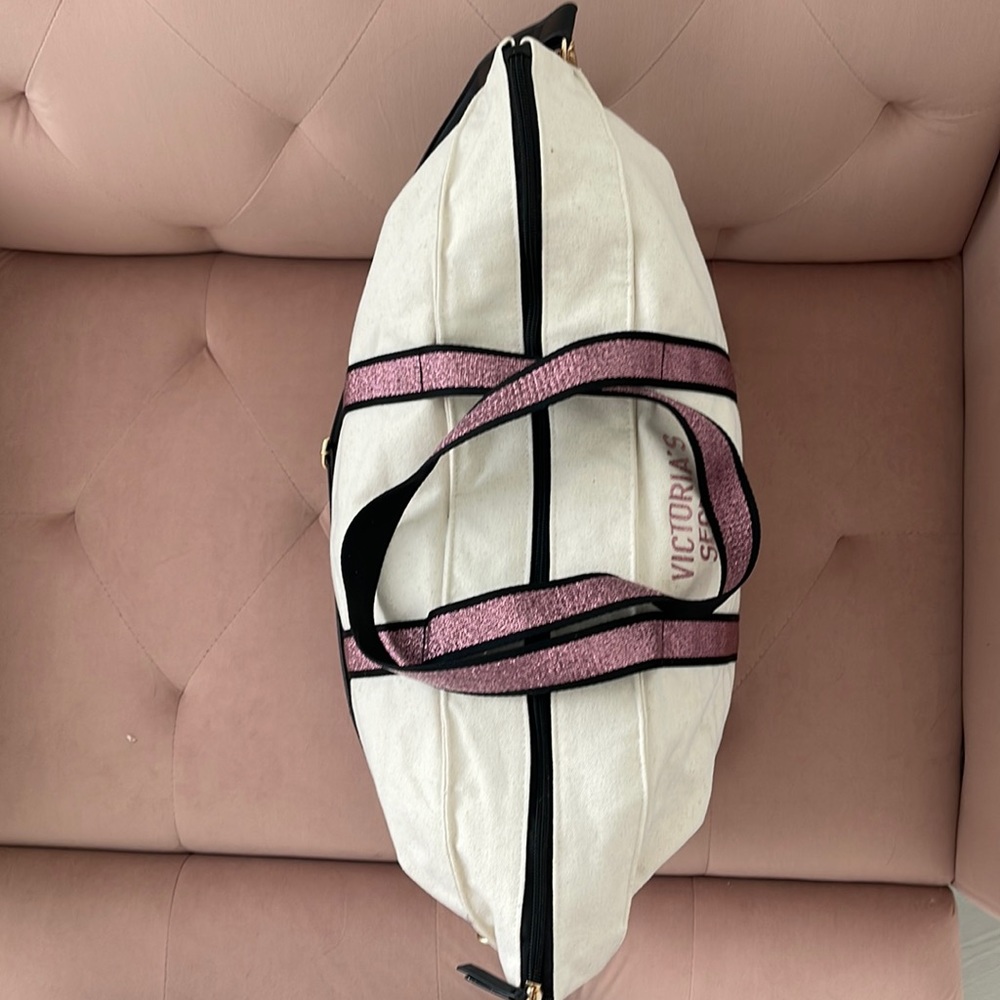 Victoria's Secret Pink & Cream Canvas Tote Bag - Picture 7 of 15